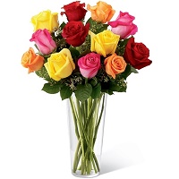Birthday roses in vase